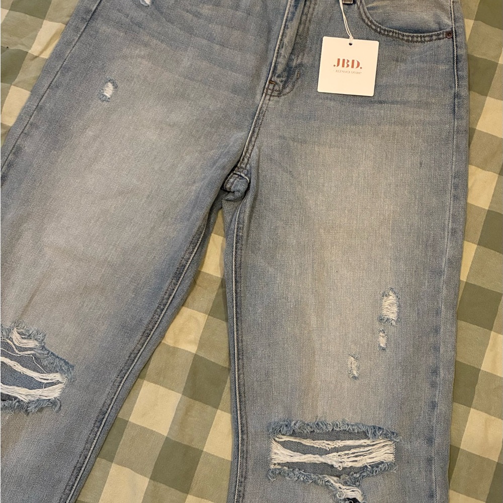NWT Just Black Raw Hem 100% Cotton Ribcage Straight Distressed Jeans 29 Long